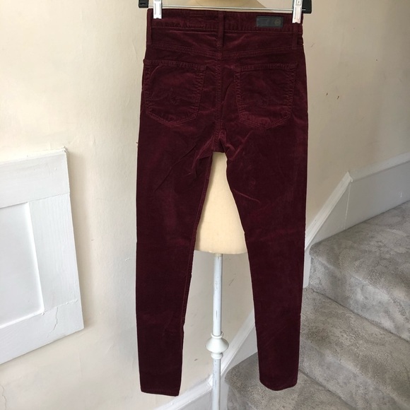 AG Adriano Goldschmied The Farrah High Rise Skinny Red Velvet Jeans EUC Size 24 - Picture 7 of 9